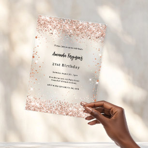 Birthday rose gold clear acrylic invitations