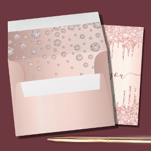 Birthday rose gold diamonds sprinkle chic glam envelope