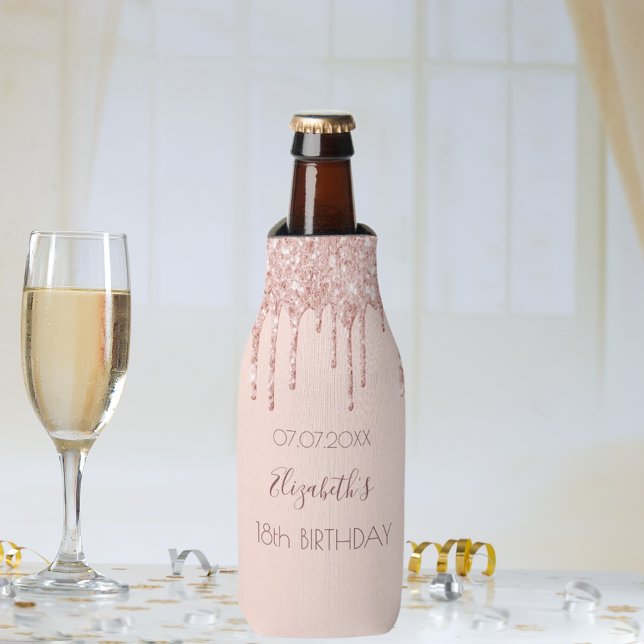 Birthday rose gold drips name bottle cooler (Creator Uploaded)