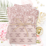 Birthday rose gold glitter drips pink name wrapping paper sheet<br><div class="desc">Elegant,  classic,  glamorous and feminine style party wrapping sheets. A girly pink,  rose gold gradient background decorated with faux rose gold glitter drips,  paint dripping look. Personalize and add a name and age.  A modern hand lettered style script.</div>