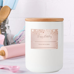Birthday rose gold glitter dust homemade food label