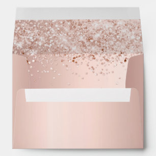 Birthday rose gold glitter dust return address envelope