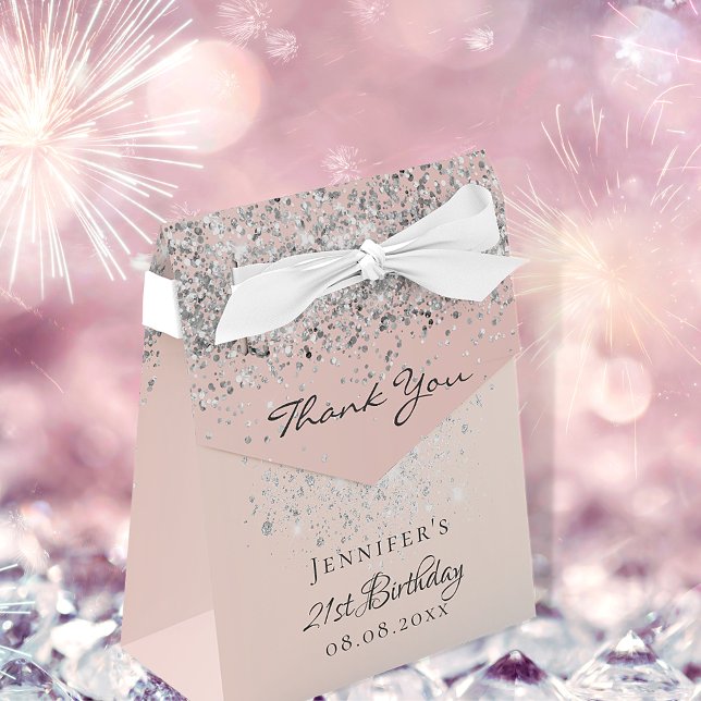Birthday rose gold glitter silver pink thank you favour box (Creator Uploaded)