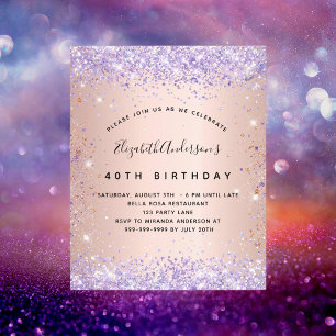 Birthday rose gold lavender budget invitation flyer