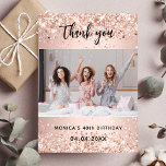 Birthday rose gold photo glitter thank you card<br><div class="desc">A birthday Thank You photo card.  A rose gold background decorated with faux glitter,  sparkles.  Personalise and add your photo and thank you note.</div>