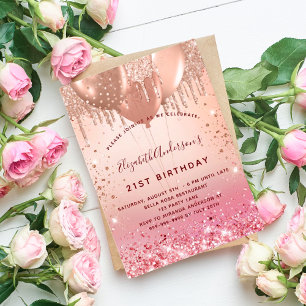 Birthday rose gold pink balloons invitation