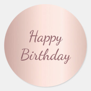 Birthday rose gold pink classic round sticker