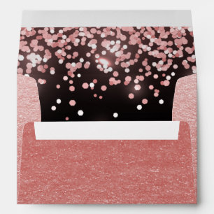 Birthday rose gold pink glitter glam envelope