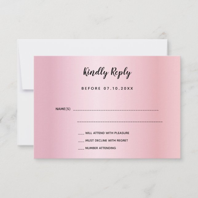 Birthday rose gold purple bow RSVP card (Front)