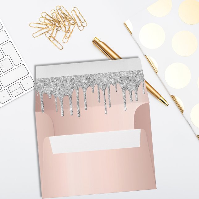 Birthday rose gold silver glitter drips envelope (Creator Uploaded)