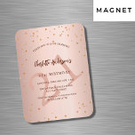 Birthday rose gold stars age luxury invitation magnet<br><div class="desc">For an elegant 21st (or any age) birthday party. A rose gold gradient background. Decorated with stars.  Personalise and add a name,  party details and age. The name is written with a hand lettered style script</div>