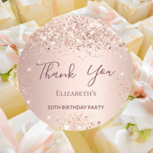 Birthday rose gold thank you classic round sticker