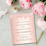 Birthday rose gold two persons budget invitation flyer<br><div class="desc">Please note that this invitation is on flyer paper and very thin. Envelopes are not included. For thicker invitations (same design) please visit our store. A modern, stylish and glamourous invitation for two women's 21st birthday party (or any age) A faux rose gold metallic looking background with an elegant faux...</div>