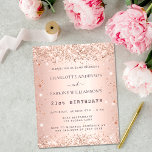 Birthday rose gold two persons budget invitation flyer<br><div class="desc">Please note that this invitation is on flyer paper and very thin. Envelopes are not included. For thicker invitations (same design) please visit our store. A modern, stylish and glamourous invitation for two women's 21st birthday party (or any age) A rose gold background with faux rose gold glitter, sparkles. Personalise...</div>