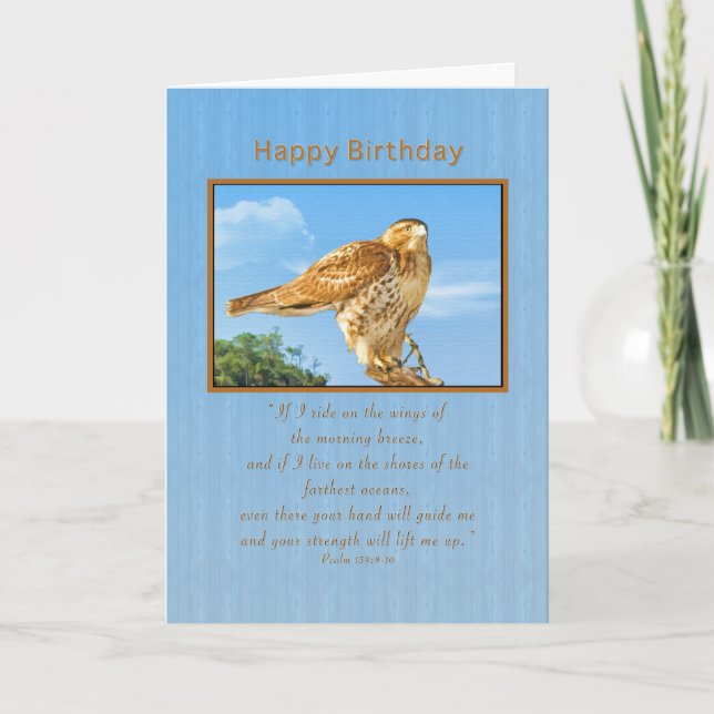 Birthday,  Rough-legged Hawk Card (Front)
