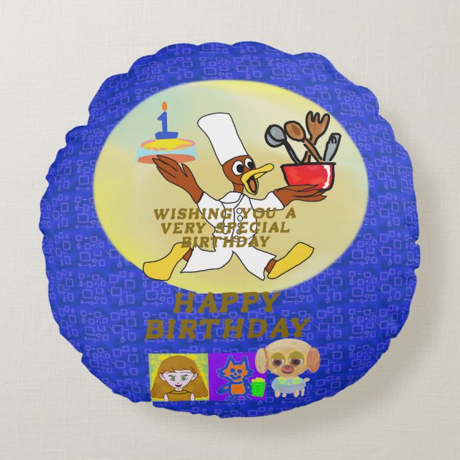 Birthday  round cushion (Front)