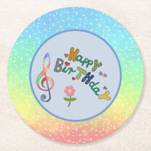 birthday round paper coaster