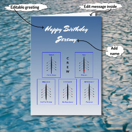 Birthday rowing crew personalizable sports card