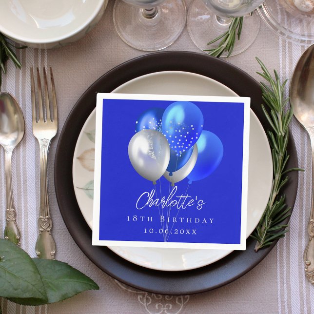 Birthday royal blue balloons napkin (Creator Uploaded)