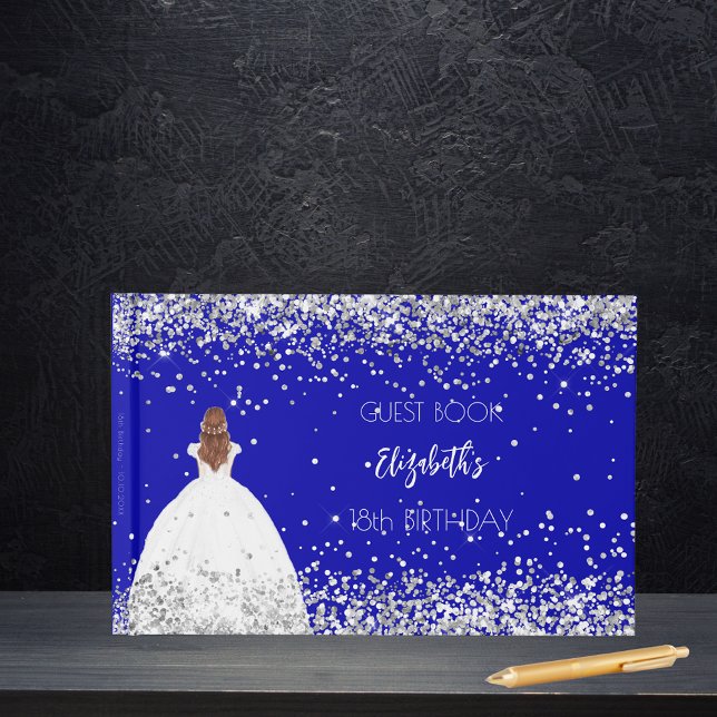 Birthday royal blue dress glitter guest book (Creator Uploaded)
