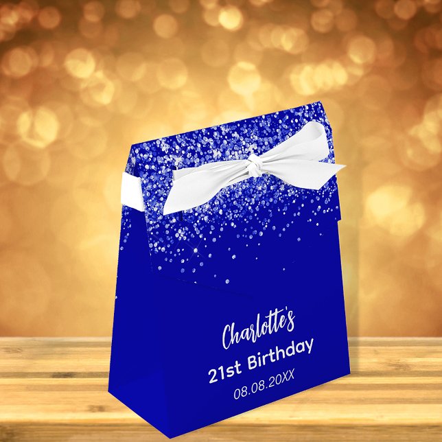 Birthday royal blue glitter name thank you favour box (Creator Uploaded)