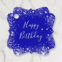 Birthday royal blue silver glitter monogram