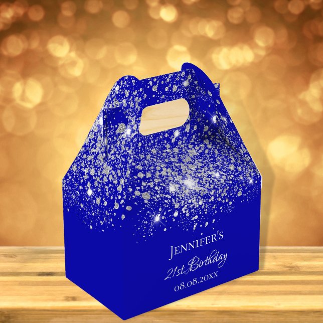 Birthday royal blue silver glitter thank you favour box (Creator Uploaded)