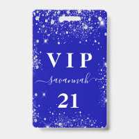 Birthday royal blue silver glitter vip invitation