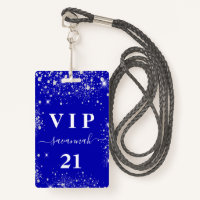 Birthday royal blue silver glitter vip invitation