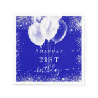 Birthday royal blue silver glitter white balloons