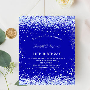 Birthday royal blue white budget invitation flyer