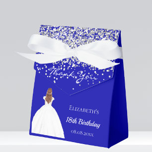 Birthday royal blue white dress party favour box