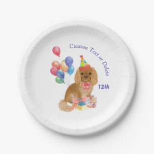 Birthday Ruby Cavalier King Charles Spaniel Paper Plate