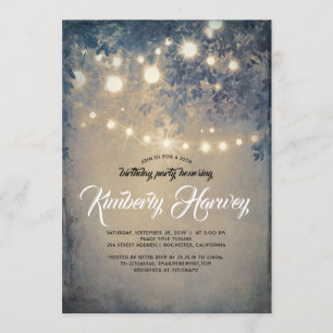 Birthday Rustic Garden Lights Invitation