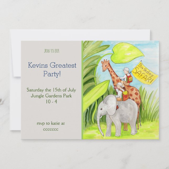 Birthday Safari Birthday Invite (Front)