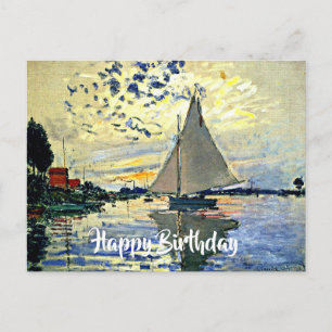 Birthday - Sailboat at le Petit Gennevilliers, Postcard