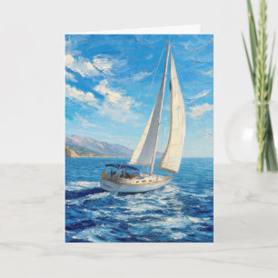 Birthday Sailboat Impasto Painting Card