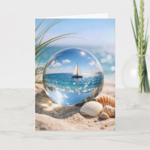 Birthday Sailboat Reflection In Glass Sphere Card