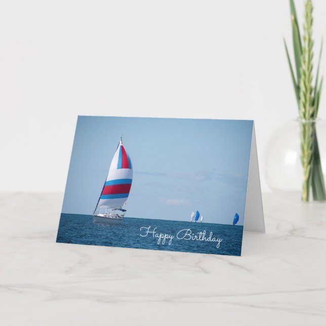 birthday sailboat regatta on Lake Michigan Card (Front)