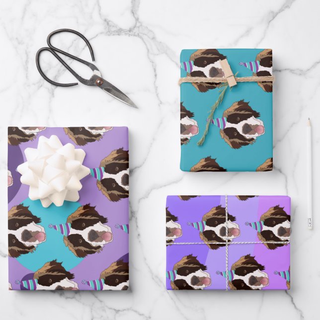 Birthday Saint Bernard  Wrapping Paper Sheet (Front)