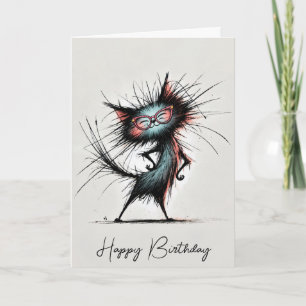 Birthday Sassy Cat Wearing Red Glasses Card