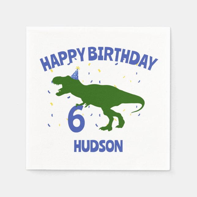 "Birthday-Saurus" Child's Dinosaur Birthday Napkin (Front)
