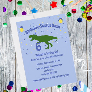 "Birthday-Saurus" Child's Dinosaur Birthday Party Invitation