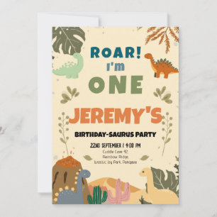 Birthday-Saurus First Birthday Party Invitation