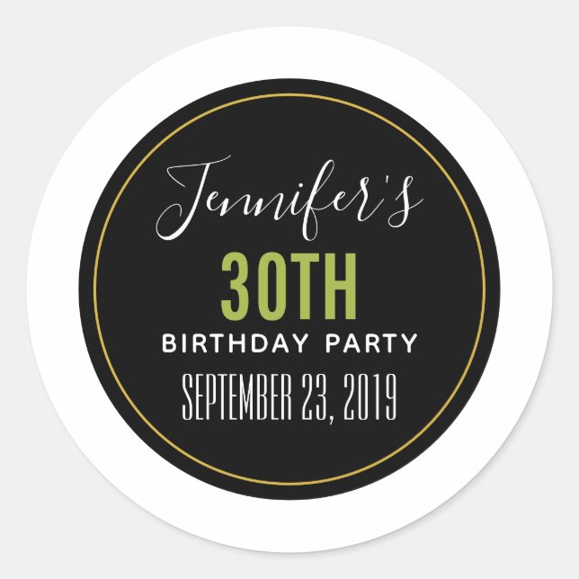 birthday save the date template classic round sticker (Front)