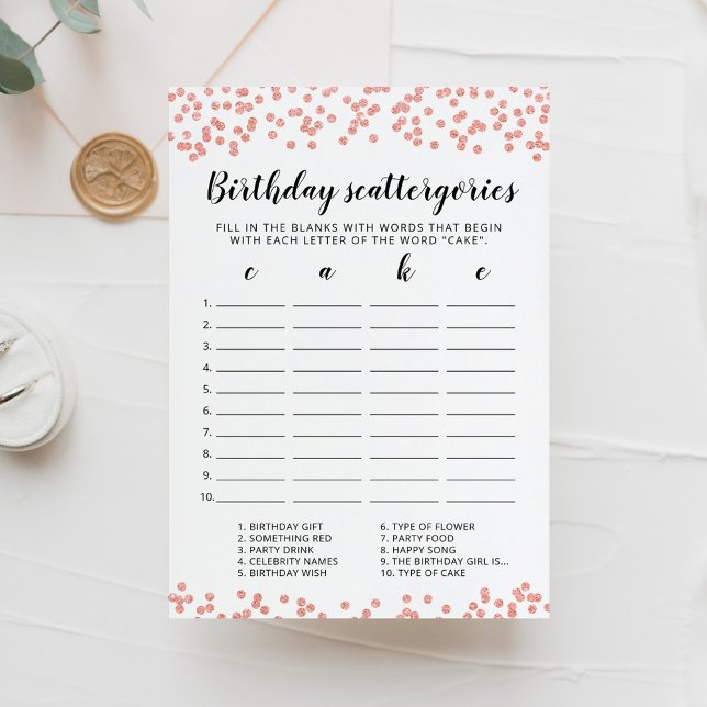 Birthday Scattergories editable game Card (Creator Uploaded)
