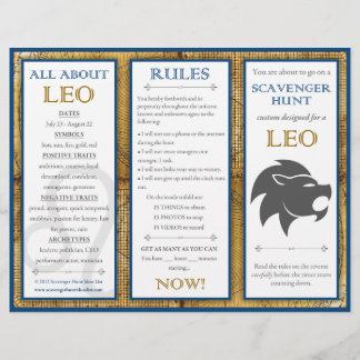 Birthday Scavenger Hunt List: Zodiac Leo Flyer