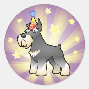 Birthday Schnauzer Classic Round Sticker