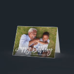 Birthday Script Overlay Photo Card for Grandpa<br><div class="desc">Affordable custom printed birthday card for grandpa personalized with your photos and text. This minimalist design features stylish calligraphy script Happy Birthday lettering over your photo. Add your personalized greeting on the inside. Use the design tools to change the background color, add more photos, edit the text and customize the...</div>