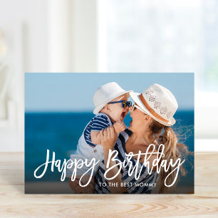 Birthday Script Overlay Photo Card for Mum